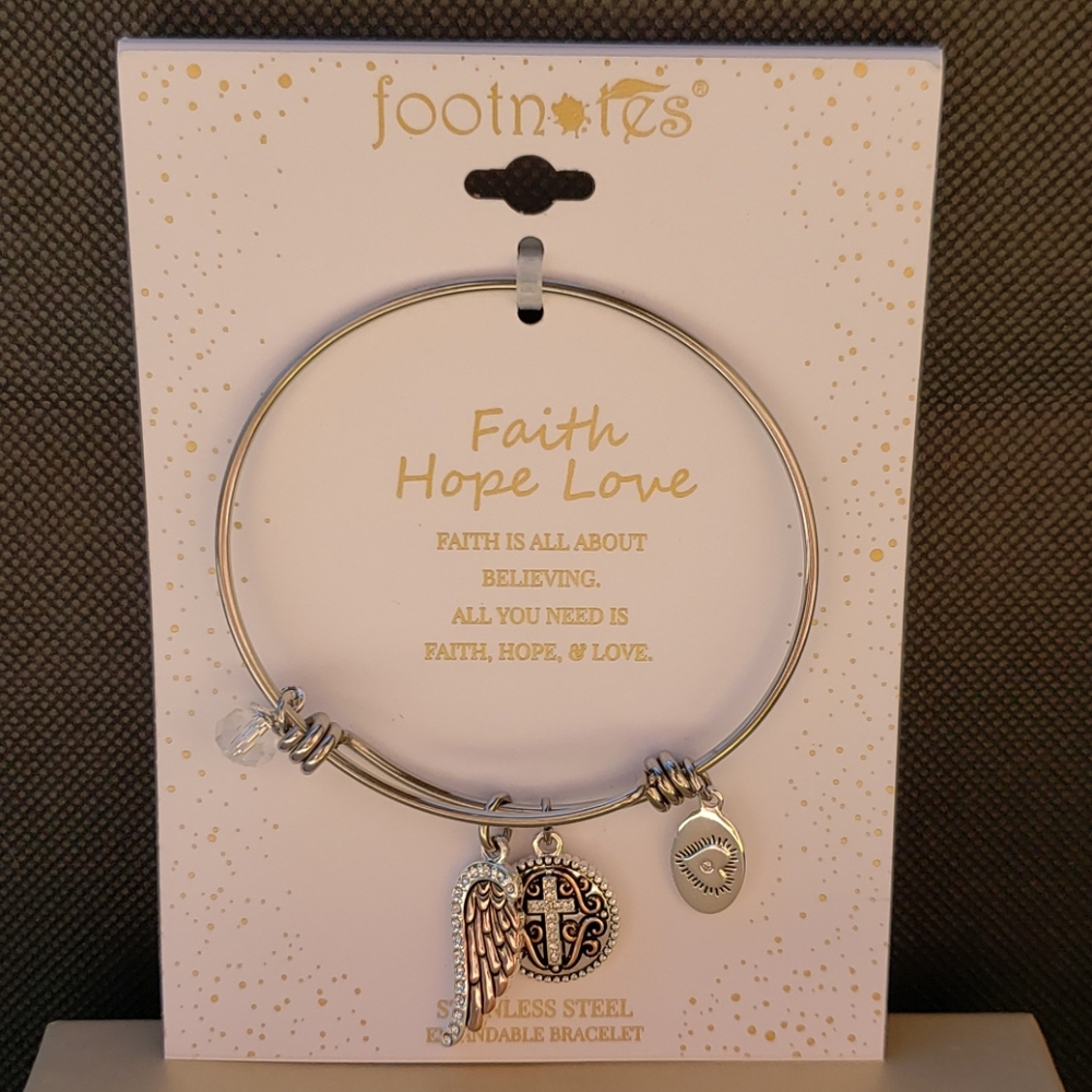 Footnotes faith hope love bracelet